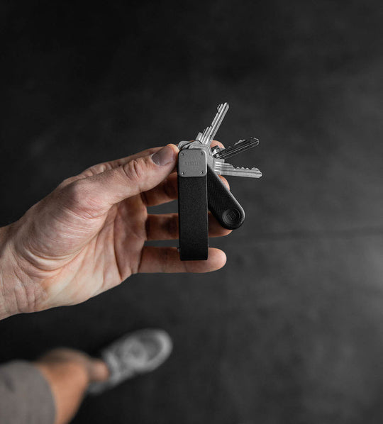 smart key ring made from leather and stainless steel