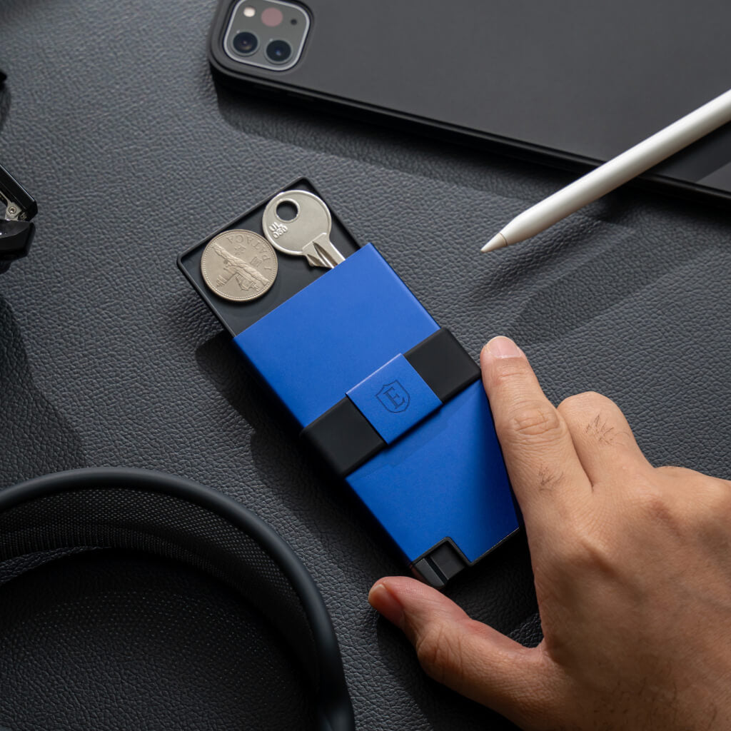 Blue Ekster Cardholder Pro smart wallet with Coin Storage