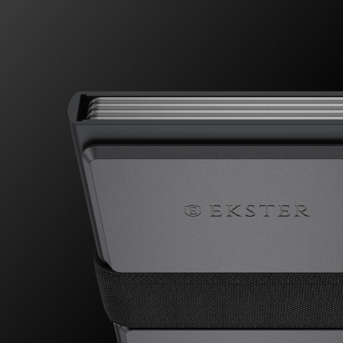 Close-up of black Ekster Cardholder