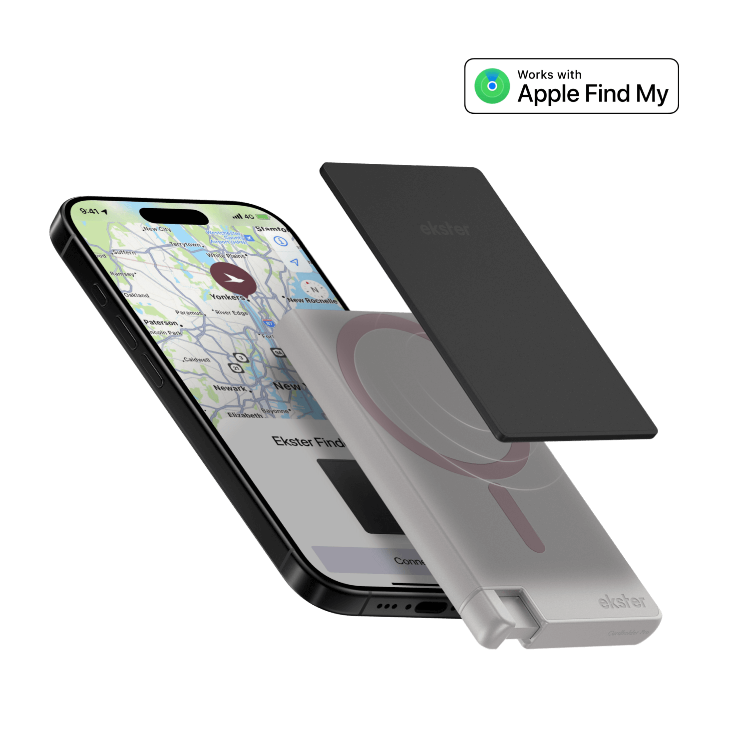 Trackable wallet for iPhone with MagSafe tracking device