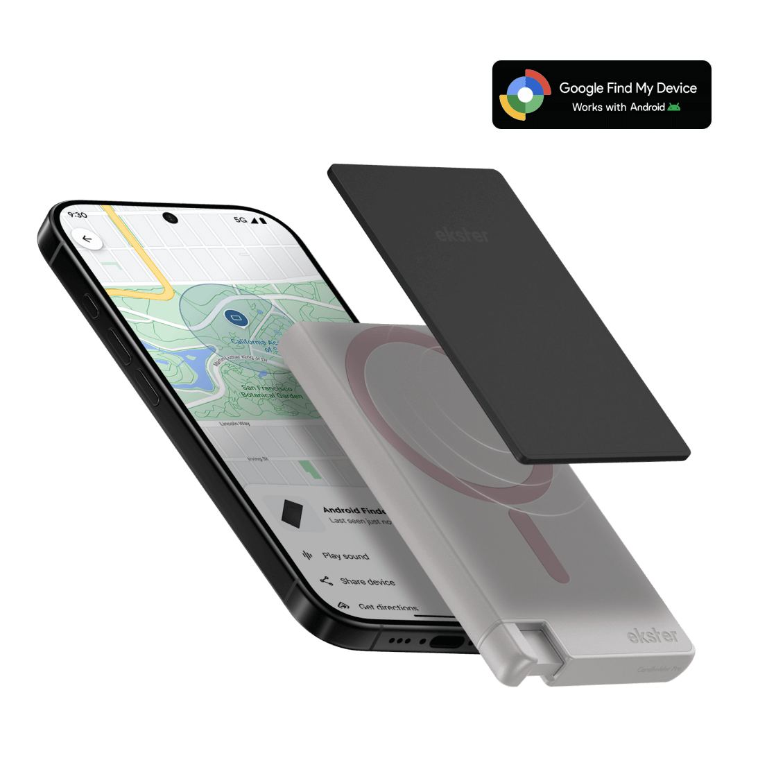 Trackable magnetic wallet with MagSafe tracker card