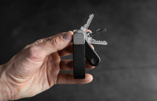 smart key ring made from leather and stainless steel
