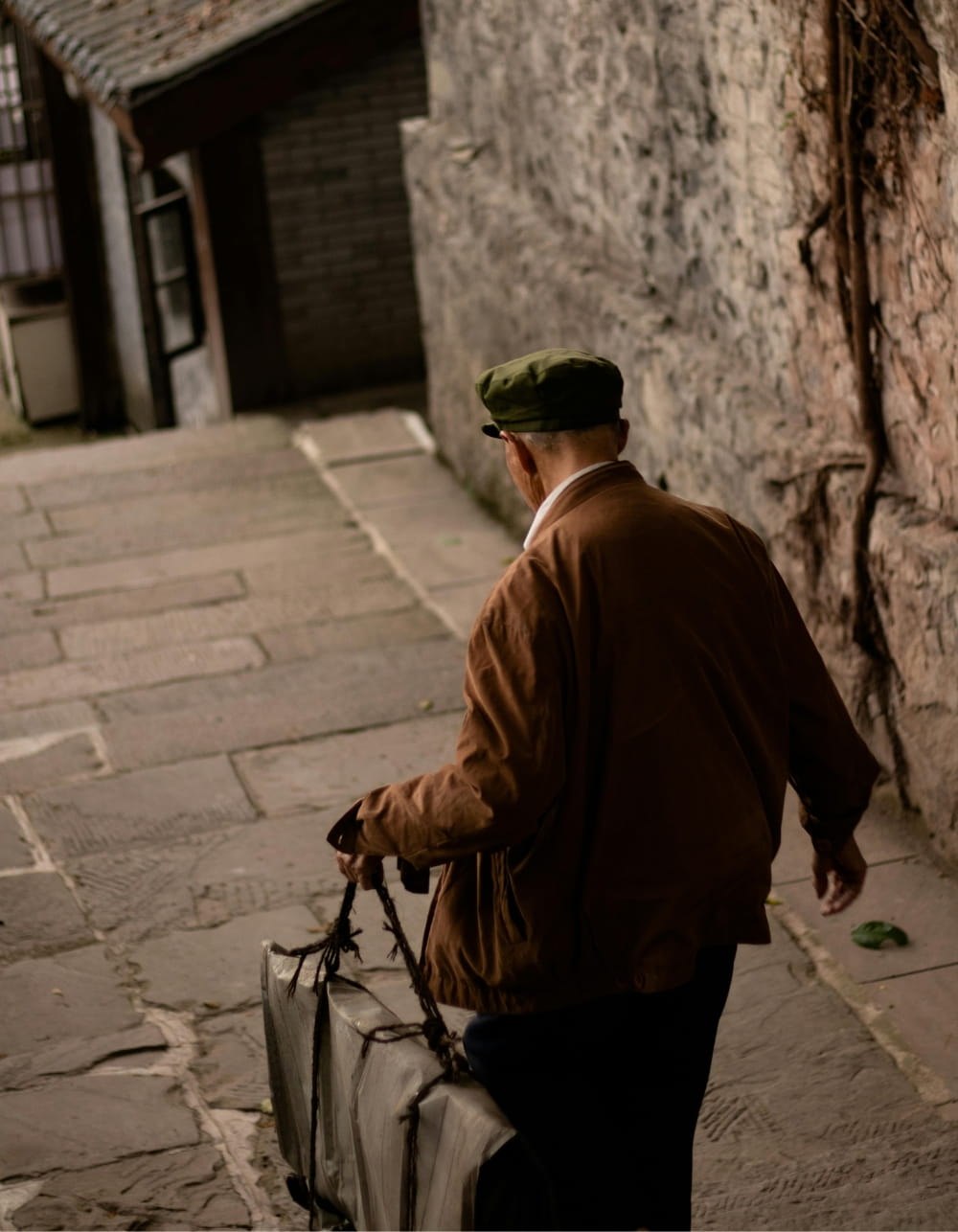 Father traveling with bag