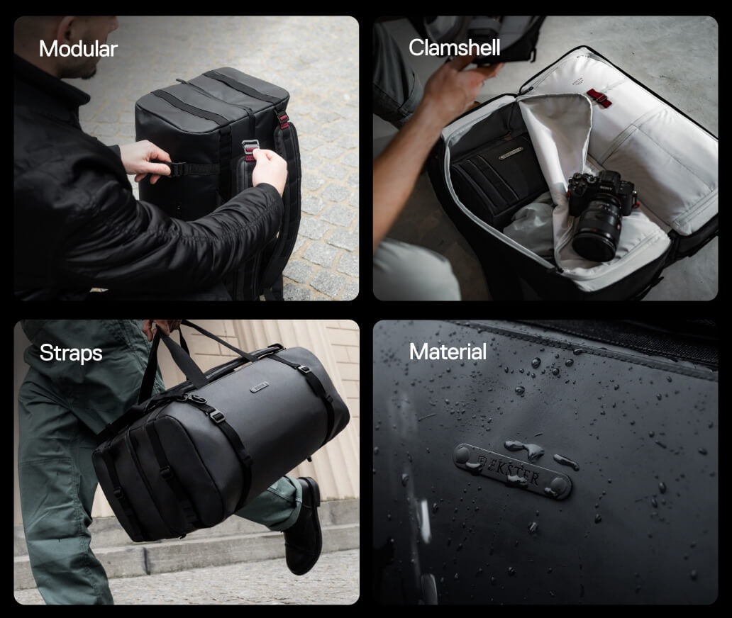 Ekster GRID Duffel Backpack features