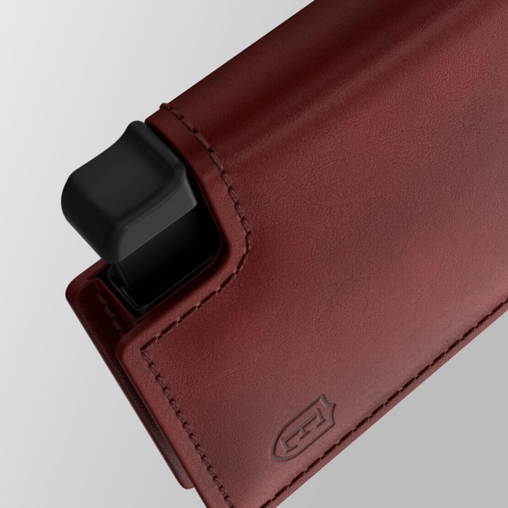 Close-up of Ekster Wallet top-grain leather