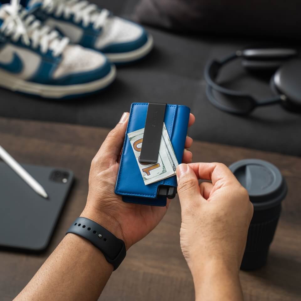 Cobalt Blue Wallet Pro with Cash Clip add-on