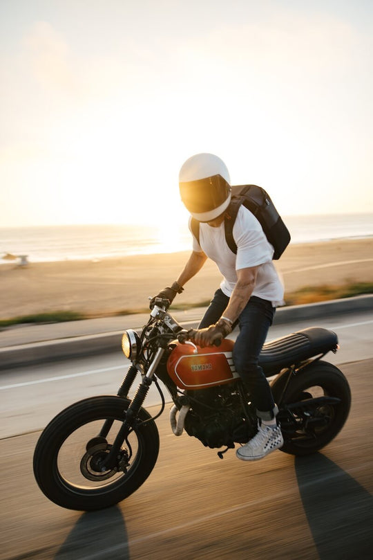 Image of Morgan Oliver-Allen riding a motorcycle 