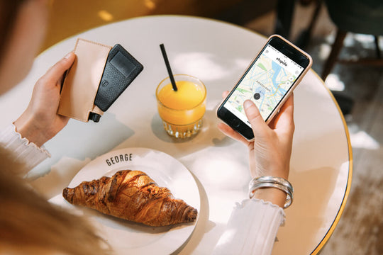 Ekster® products showcased - breakfast_with_wallet_and_phone