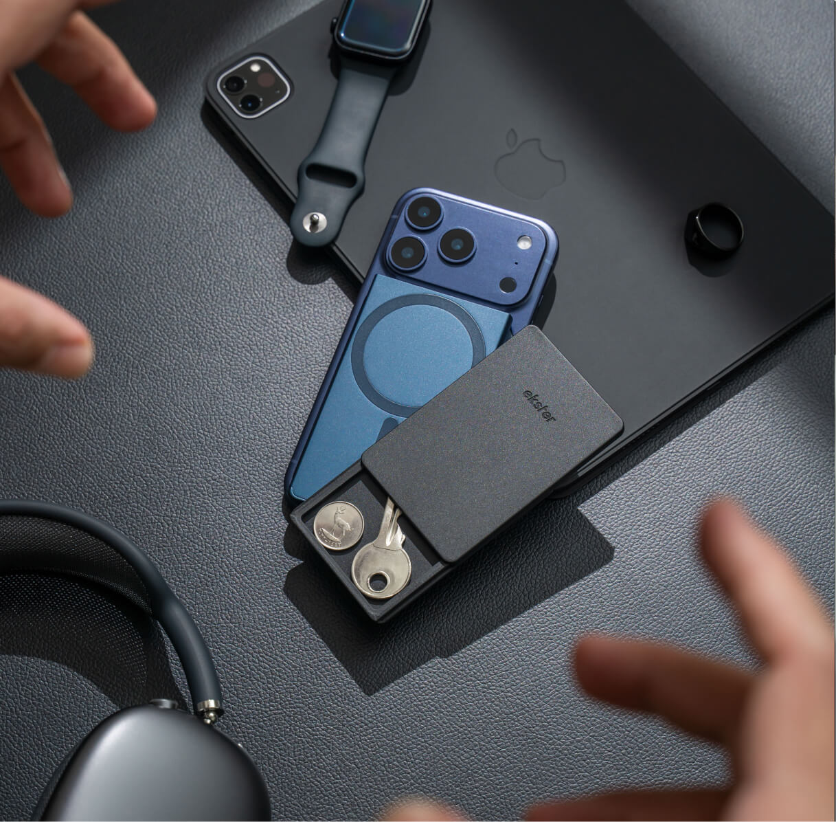 Magnetic card holder with coin storage add-on