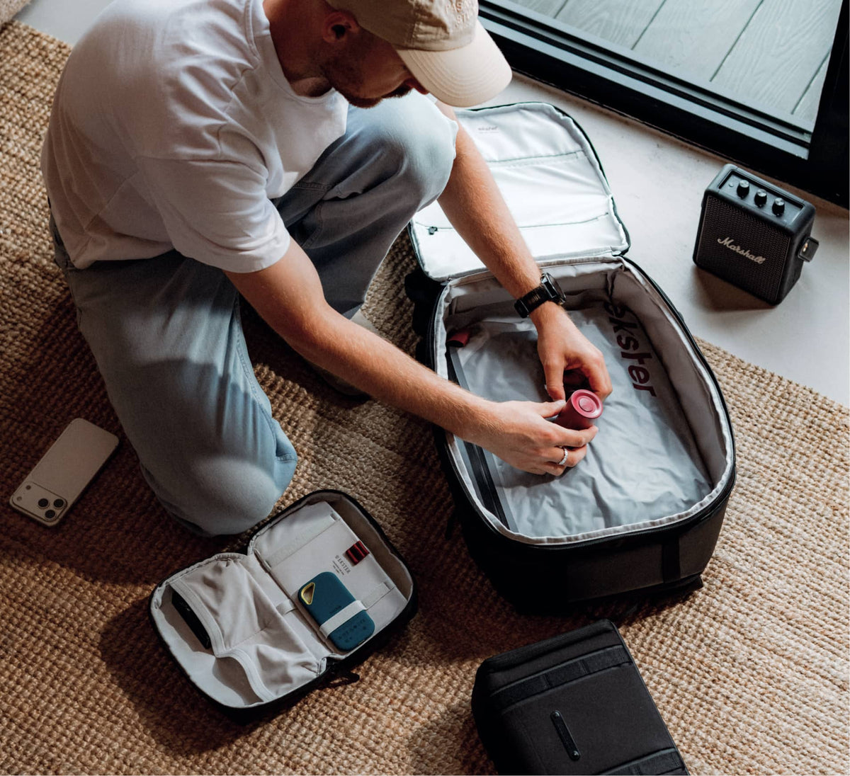 Backpack with vacuum compression kit